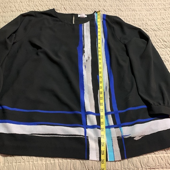 Liz Claiborne Women’s Abstract Black/Blue Size XL Blouse Office Artsy - Picture 9 of 12